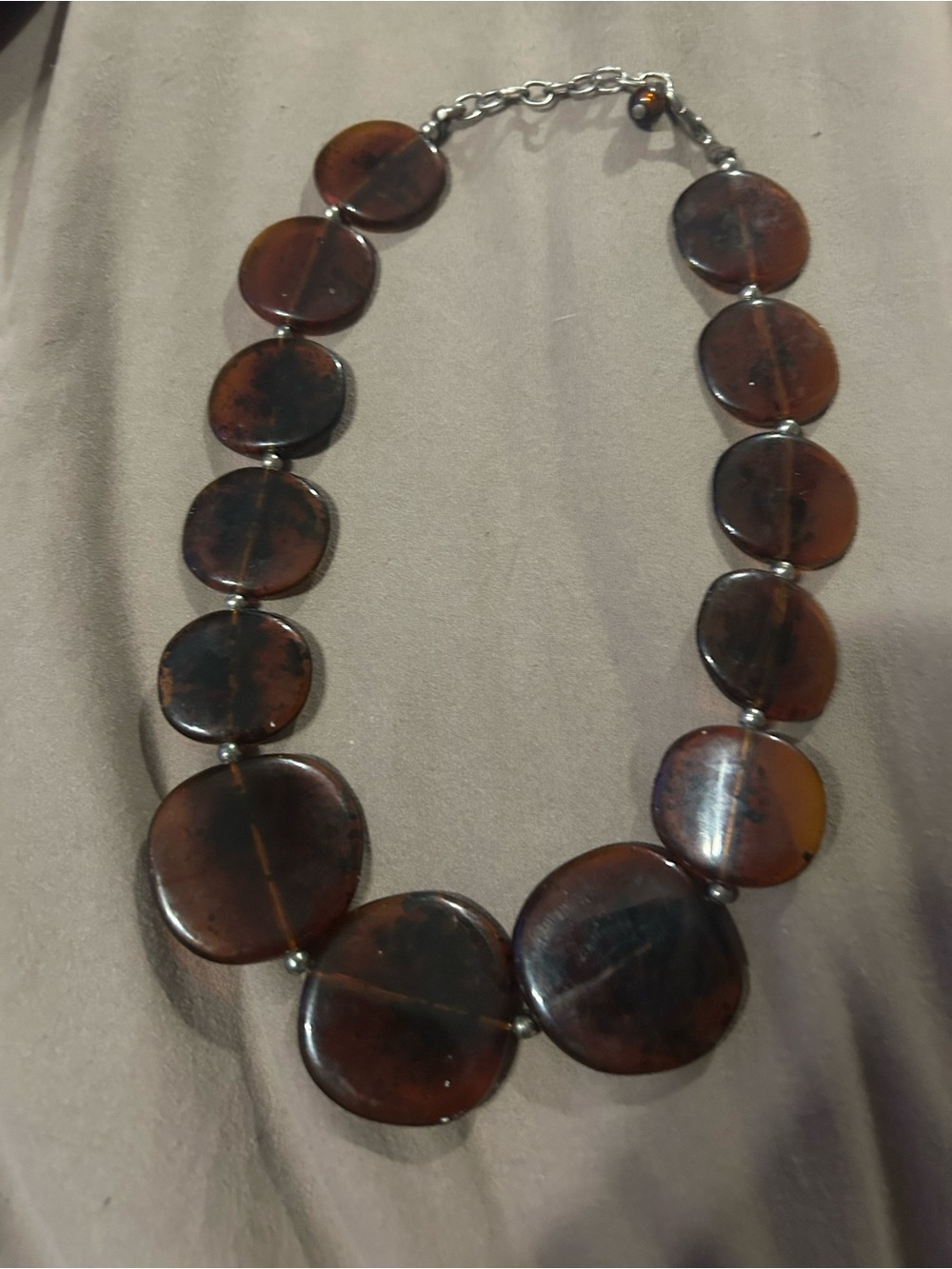 Vintage Brown Resin Disc Statement Necklace